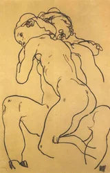 Zwei einander umarmende Mädchenakte